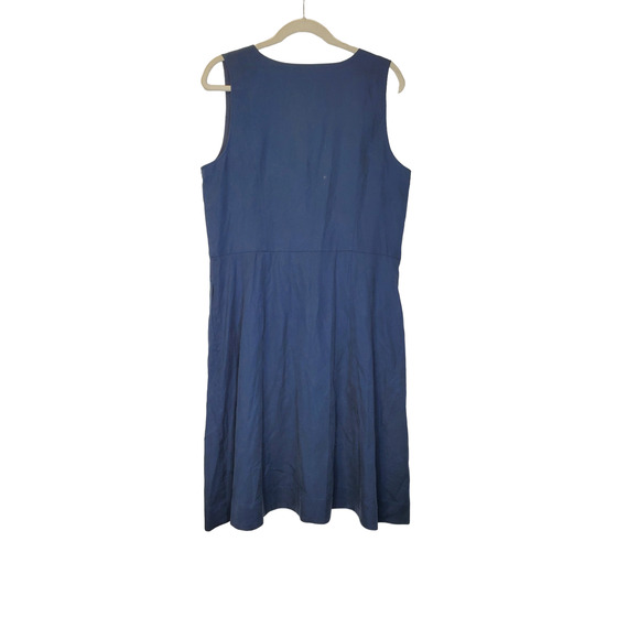 NEW Loft Ann Taylor 14 Navy Blue Button Front Sheath Dress Casual Sleeveless - Picture 3 of 4